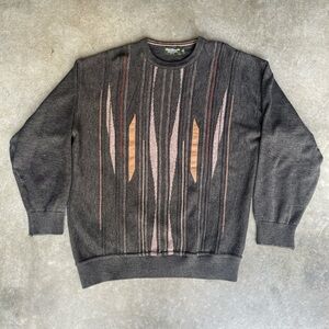 RARE VINTAGE 90s NORM THOMPSON KNIT MULTIPATTERNED INDIE SWEATER FLEECE